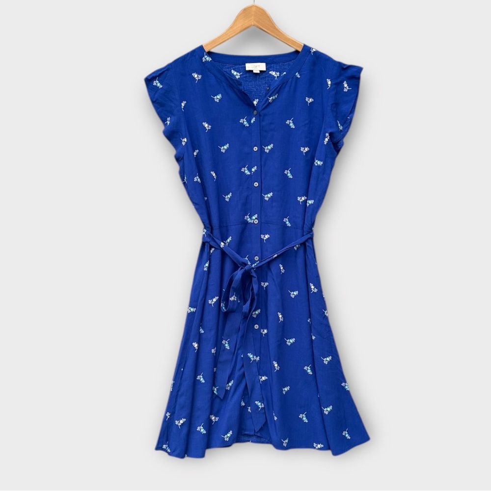 5 for$40 Loft Dress Women Size 16 Blue - Picture 1 of 7